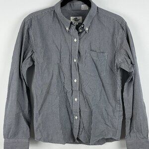 East Coast Top Blouse Size 18 Gray Long Sleeve Collared Button Down Pocket Cott